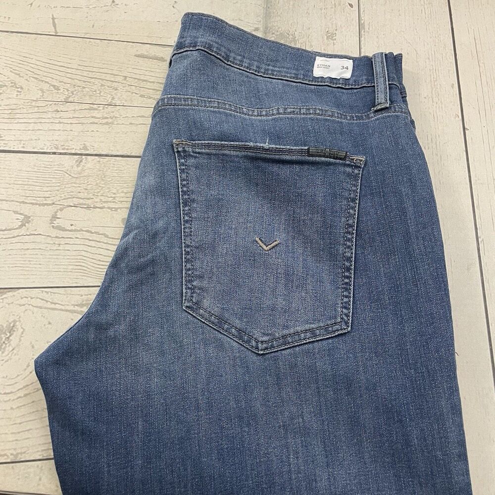 Hudson Men's W34 x L32 Blue Ethan Biker Skinny Medium Wash Denim Moto Jeans